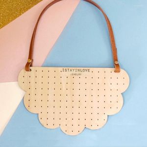 Jewelry Pouches Laser Cut Cloud Earring Cards Holder Hanging Stud Earrings Storage Wall Display Stand With Genuine Leather Belt BWT04