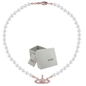 Collar de perlas Saturno Beads Fashion Fashion Women Diamond Collar de joyería Regalo con caja de embalaje