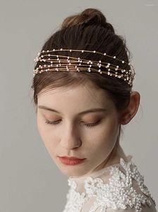 Başlıklar Kadın Bohemian Altın Boncuklar Baş Bandı Gelin Düğün Başlık Saç Takı Aksesuarları İçin