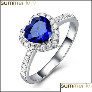 Bandringe Bandringe Schmuck Blau Österreichischer Kristall Herz Liebe Für Frauen Klarer Strass Romantische Hochzeit Party Großhandel Drop Deli Otqrz