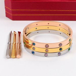 Marca de luxo colorida diamante pulseira de alta qualidade aço inoxidável fêmea fêmea pulseira de fenda Jóias de casamento jóias de casamento BANGELES DE VALENTINAS DO VALENTIM