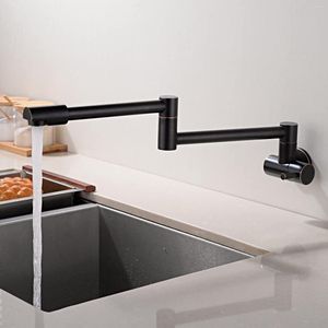 Kitchen Faucets Pot Filler Faucet Wall Mount Single Hole Brass Oil Rubbed Bronze Sink Double Joints Folding Stretchable Swing Arm