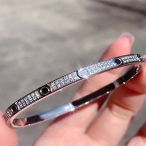 Logo luxury bracelet women Tennis stainless steel double row diamond couple jewelry fashion Valentine's Day whole257k
