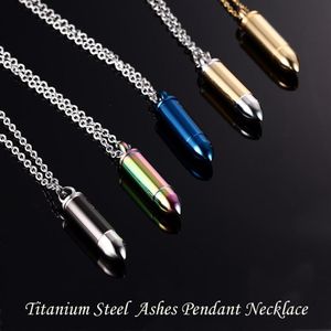 5colors Men Titanium Acero Urna Collares Collares de cremaci￳n Cadena de bala de bala Collar Collar Joyas de mujeres se pueden abrir300h