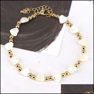 Charm Bracelets Charm Bracelets 5Pcs White Star / Heart Shell Beads Bracelet Rainbow Bead For Women Jewelry 2022 Girlfriend Giftchar Dhj8B