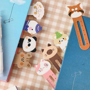 30pcs / box Cartoon Animal Ruler Bookmark Cute Bear Kitten Page Label Creative Reading Assistant Book Marker StudentS Supply