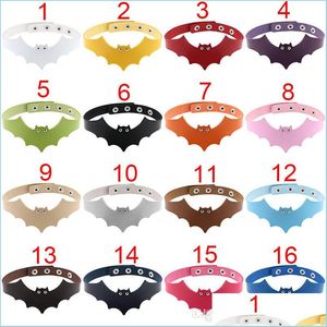 Chokers Modeschmuck Accessoires Pu-Leder Fledermausflügel Choker Halskette für Kinder Paar Liebhaber Maxi Statement Halloween Schwarz R DHP1Z