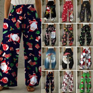 Женские брюки Capris Женщины Рождественские свободные карманы повседневные брюки с прямыми ногами с высокой талией Bloomer 5xl Y2211