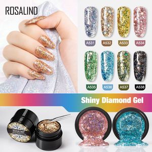 5 ml holografisk glittergel nagellack fj￤derf￤rg glittrande paljetter bl￶tl￤gg av uv led lack nagelkonst dekoration