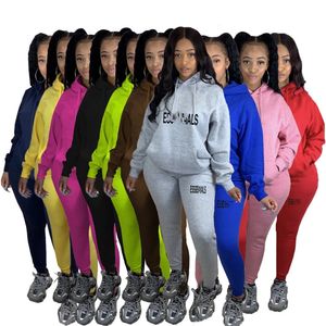 2024 Designer Jogging Suit Brand women Tracksuits print fleece two Piece Sets hoodies Pants Long Sleeve Sweatsuits 2XL sportswear Outfit casual warm Clothes 8907-2