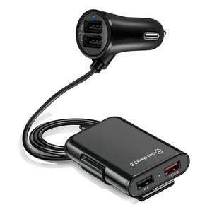 Per Iphone Huawei Xiaomi Samsung Caricabatteria per auto Caricabatteria per telefono Sedile posteriore anteriore Carica rapida USB a 4 porte Qc3.0 60W 8A