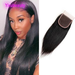 Brazilian Human Hair 4X4 Lace Closure Baby Hairs Body Wave Silky Straight Peruvian Indian Raw Virgin Hair Closures Natural Color 10-22inch 5 Pcs