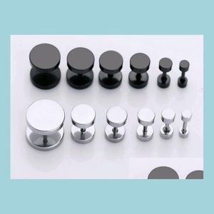 Stud Korean Punk Rock Hip Hop Round Screw Ear Jewelry Stainless Steel Men Women Black Stud Earrings Single Piece Drop Delivery Dhigu