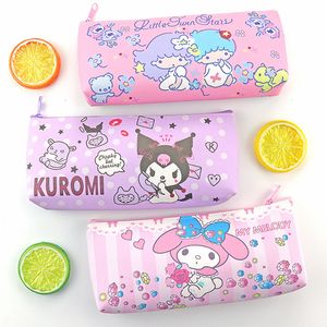 Sanrios Cinnamonroll Kuromi Kitty Cartoon Double Camada Caso L￡pis Caixa Viagem Bolsa de Armazenamento Z￭per Presente Estacion￡rio da bolsa