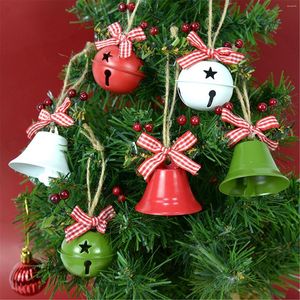 Decorazioni natalizie Decorazione per la casa Rosso Verde Bianco Metallo Jingle Bell con nastro Merry Tree 12X5.5X5.5cm Xmas