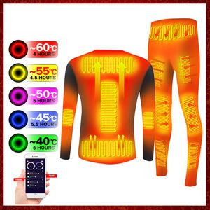 2022 Novo calcinha aquecida Inverno Inverno USB Bateria alimentada com lã Térmica Smart Phone App Terme Terme Motorcycle Jacket Suit S-4xl Men Women Warm Clothing Kit