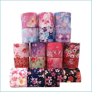 Gift Wrap 50 Yards/Roll Grosgrain Ribbons Handmade Diy Hair Bow Material Birthday Wedding Party Decoration 20 Patterns Drop Delivery Dhrua