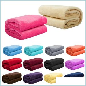 Filtar Autumn and Winter Flanell Wool Filt Warm Soft Coral Fleece Bedding ADT Solid Bed er Soffa Drop Delivery Home Garden Textil Dhpzw