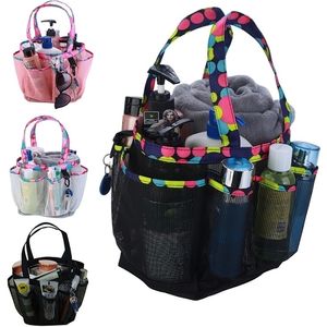 Estuches de bolsas de cosméticos Estuches de ducha de malla portátiles para hombres Caddy de secado rápido para mujeres Bolso colgante Organizador de artículos de tocador para baño 7 Bolsillos de almacenamiento Asas dobles Coll 221110