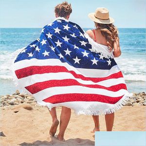 Bath Towel American Flag Pattern Towels Beach Towel Uas Shawl Polyester Yoga Picnic Blankets 150X150Cm Drop Delivery Home Garden El Dhywb