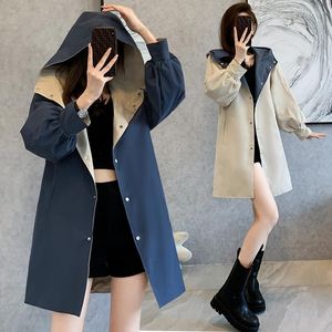 Women's Trench Coats Autumn Winter Jackets Women Hooded Raincoats Female Overcoat Korean Fashion Loose Casual Long Coat Woman Clothes