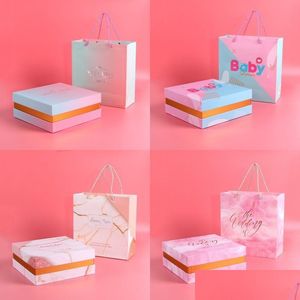 Prezent Wrap Wedding Candy Favours TOTE Paper Gift Box Baby Shower Urodziny Prezenty Dodaj noworoczne rocznicę Day Down