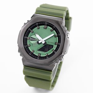 Relógio Iced Out Relógio masculino esportivo digital Montagem destacável à prova d'água LED Horário mundial Metal Ultrafino Mostrador GM Green Oak Series