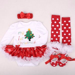 My First Christmas Baby Girl Romper Infantil recém -nascido garota Papai Noel
