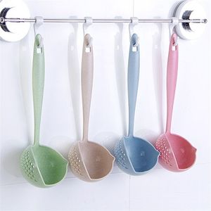 Cooking Utensils Wheat Straw Soup Colander 2 in 1 Long Handle Plastic Large Spoon Eco-Friendly Kitchen Tableware Colander