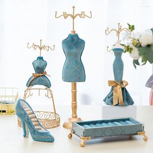 Jewelry Pouches Jewellery Displays Stand Earrings Ring Model Dress High-Heeled Shoes Rack Holder Display