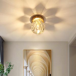 Plafoniere Interamente in rame Luce Corridoio di cristallo di lusso Corridoio Lampada Portico Post-moderno Minimalista Corridoio Scale Passerella Led Decorativo