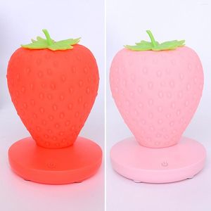 Night Lights Strawberry Silicone Light Child Bedroom Decor Nursing Lamp Cute Birthday Gift Office Ornaments Usb Charging