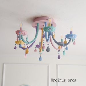 Ceiling Lights American Color Crystal Lamp Girl Bedroom Princess Children's Room Creative Personality Candy