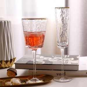 Set di stoviglie Bordo dorato Tazza di cristallo Modello martello creativo Strumento per cena Utensili per bere Vino rosso in stile europeo Champagne 1 pz