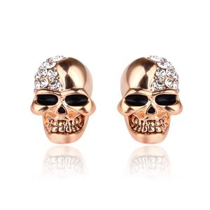 Stud Fashion Skl Ear Studs 9Mm Retro Smooth Surface Rhinestones Gold Plated Earrings For Men And Women Halloween Jewelry Factory Dir Dhhik