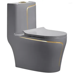 Badezubehör Set Modern El Badezimmer freistehende Keramikgrau -Toilette mit goldenem Schnitt One Piece