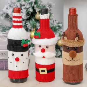 Christmas Wine Bottle Cover Bags Champagne bottle knit Sweater Santa Claus Bottles Gift Wraps Party Decorations Xmas Supplies Bar dining room decor