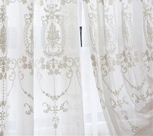 Tenda Tende di Tulle Bianco Ricamato Per Soggiorno Voile Europeo Finestra Trasparente Camera Da Letto Tessuti Di Pizzo Tende