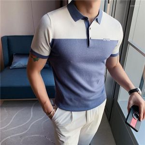 Polos Polos Style Summer Lapel z krótkim rękawem koszulka polo Mężczyzna ubranie 2022 kolorBlock Slim Fit Casual Tee Tops Hommes