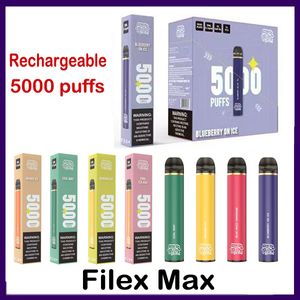 Оригинальный FileX Max Max Rechargeable Ondosable Kit Em-сигаретный устройство 950 мАч батарея 12 мл цена с кодом безопасности Vape Pen 5000 Puffs 12 вкусов
