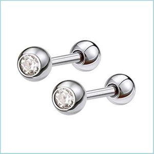 Stud Wholesale Earrings Studs 4Mm Stainless Steel Ball Cz Diamond Ears Stud For Female Simple Jewelry Factory Direct Drop Delivery Dhn6D