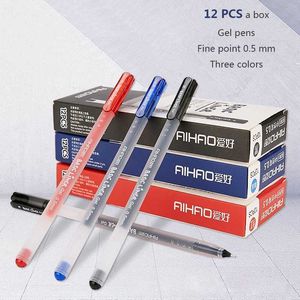 12 PCS/BOX GEL PENS 슈퍼 대용량 미세 포인트 0.5mm 부드러운 쓰기 빠른 건조 귀여운 귀여운 고정