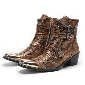 Kahverengi orijinal deri ayak bileği botları erkekler için el yapımı erkek botları batı kovboy dantel-up tokalar zip parti botaları