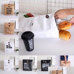 Lunchväskor Dupont Kraft Paper Lunchväska återanvändbar matlagringslåda Säck Hållbart insat bärbar brun picknick Bento -väskor Drop Deliver DHXPM