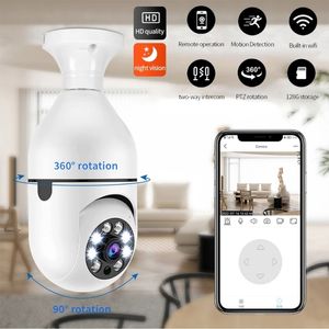 Bulb Surveillance Camera Night Vision 360° Panoramic Full Color Automatic Human Tracking Zoom Indoor Security Monitor Wifi Camera