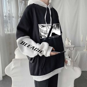 Erkek Hoodies Sweatshirts Anime Bleach Harajuku Ichigo Kurosaki Manga Hoodies Gotik Karikatür Sokak Giyim Uzun Kollu Büyük Boyutlu Erkekler Kış Kapüşonlu Sweatshirt Y2211