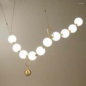 Chandeliers Design Pearl Gold G9 Led Chandelier Glass Globe DIY Adjustable Lighting Villa Stairs Lamparas