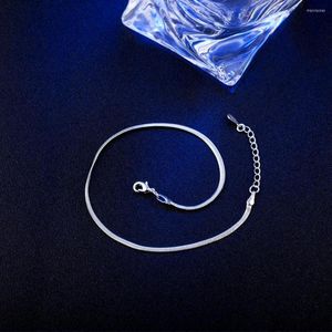 Cavigliere Catena a lama semplice da 2 mm di larghezza per donna Goccia regalo per ragazze gioielli piede estivo placcato argento alla moda