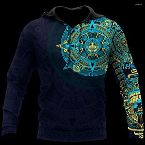 Luvtröjor herr Aztec Mexico Tattoo 3D-tryckt luvtröja Man Kvinnor Harajuku Ytterkläder Dragkedja Pullover Sweatshirt Casual Unisexjacka Träningsoverall