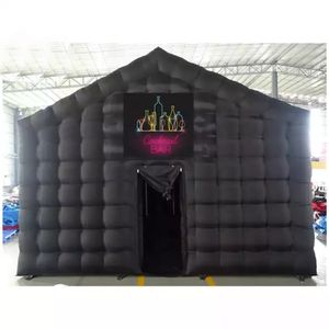 Barraca de iluminação gigante portátil preta inflável preta cubo de festa para discoteca para evento de casamento com ventilador